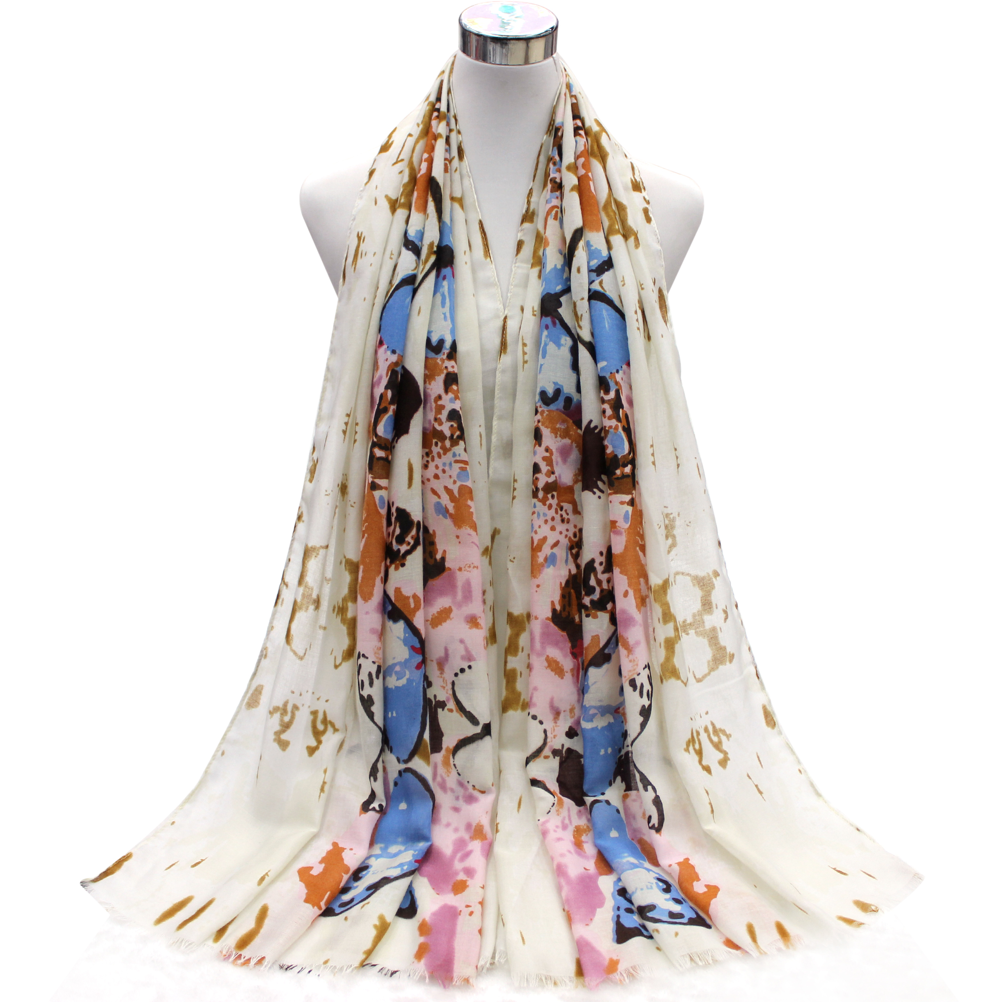 Manufacturer sells new scarf color graffiti butterfly masque printed suede scarf