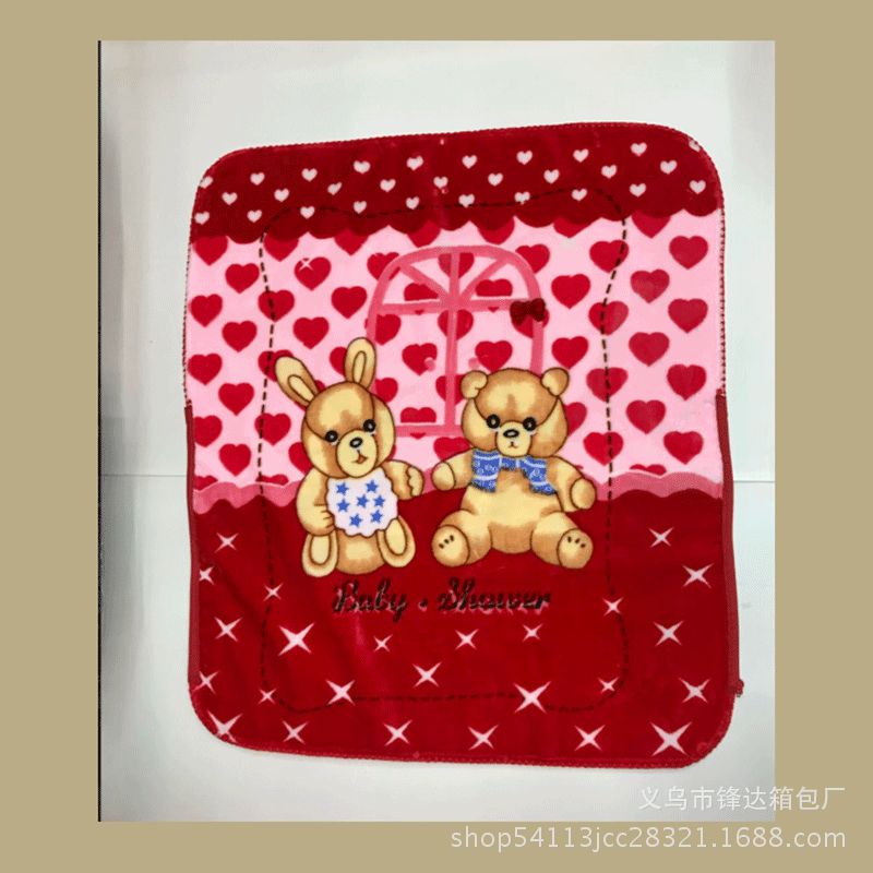 多功能婴幼儿法兰绒抱毯二合一卡通花朵童毯