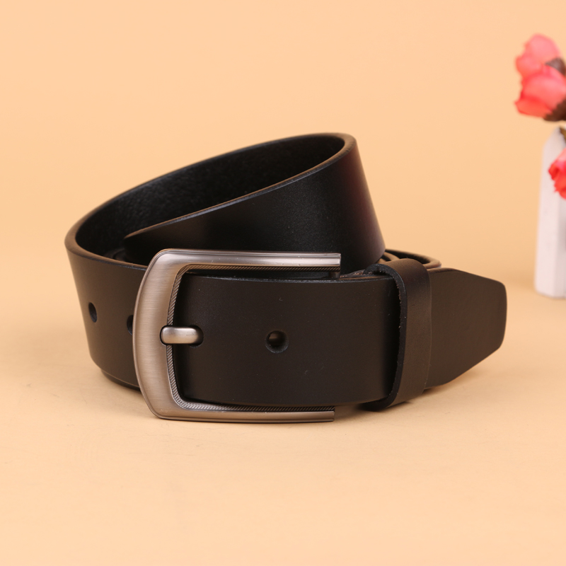 黑色男士真皮时尚休闲腰带 合金针扣男式商务皮带