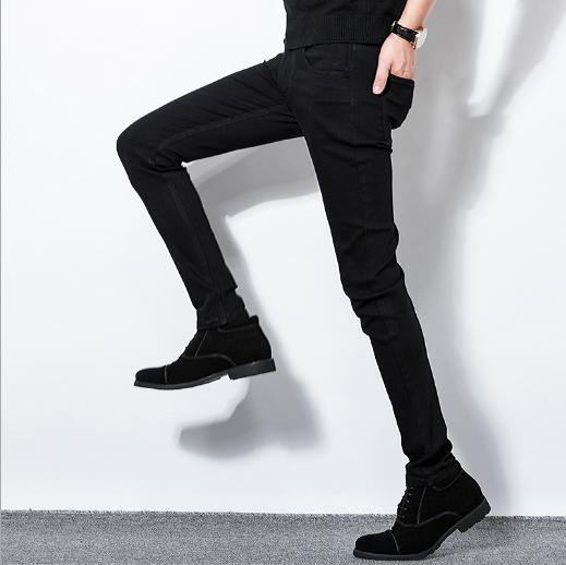 New season men's stretch slim pants Korean version of the trend black jeans male student pants
