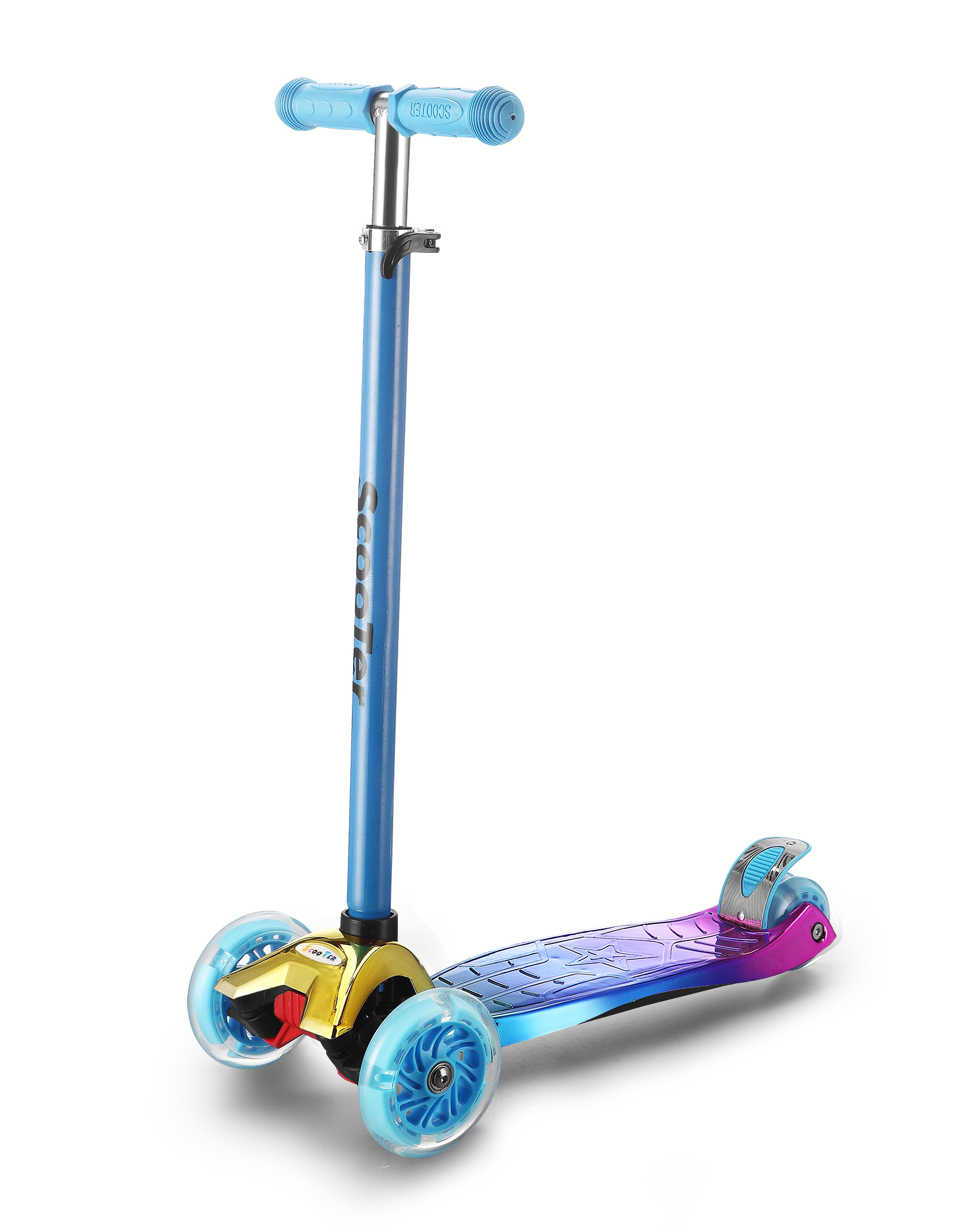 镀板片大米高车PU带灯轮 颜色混装 款式新颖 彩盒包装