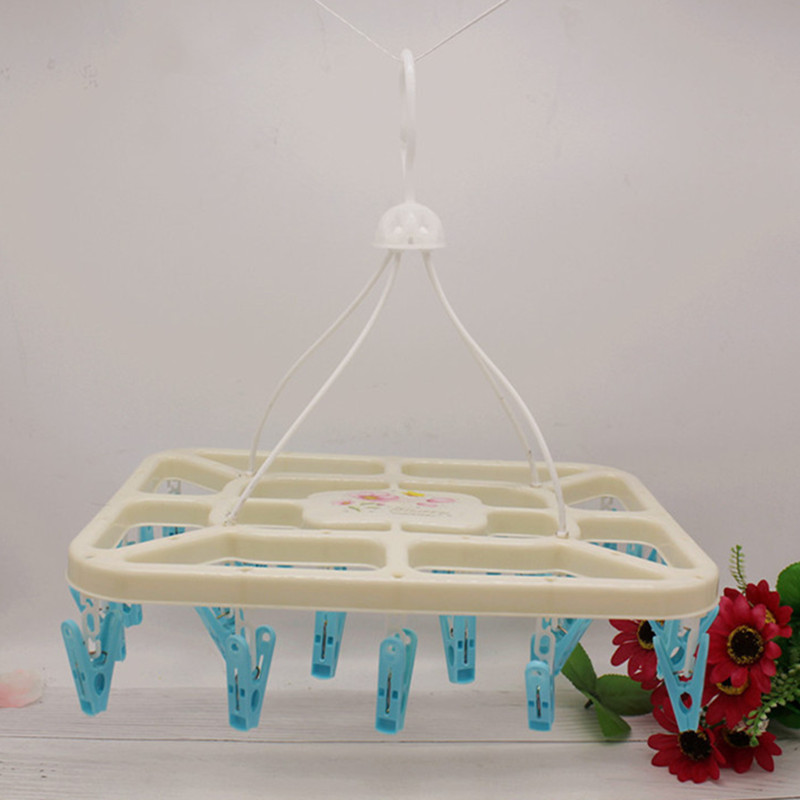Baby clothes hanger, children's and baby underwear, multi-functional plastic small clip hook, round household windproof large clothes drying rack Specification image