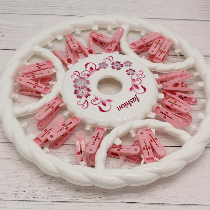 防风多功能塑料圆盘晾袜架袜子晒衣架夹圆形儿童婴儿带夹型