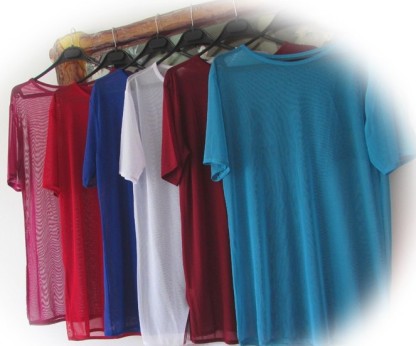 Two loose T-shirt coverings in different lengths with a strong Hong Kong flavor, featuring sheer mesh fabric (Korean short-sleeved mesh fabric) Specification image