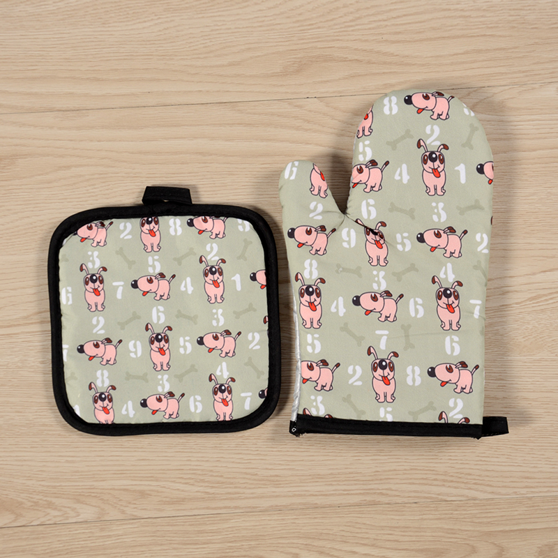 [LOVELY HOME] [keeping ka] guantes de aislamiento de calor tipo de flor de año de perro conjunto de guantes de aislamiento de microondas conjunto de guantes anticalor cojera conjunto de dos piezas para cocinar guantes de microondas Application Scenario