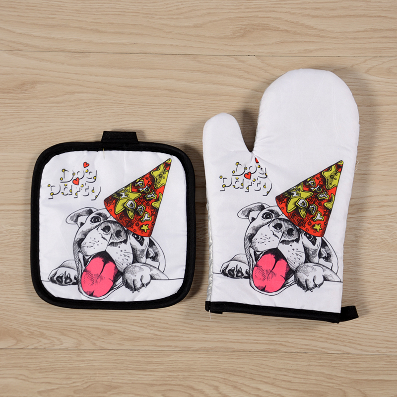 [LOVELY HOME] [keeping ka] guantes de aislamiento de calor tipo de flor de año de perro conjunto de guantes de aislamiento de microondas conjunto de guantes anticalor cojera conjunto de dos piezas para cocinar guantes de microondas