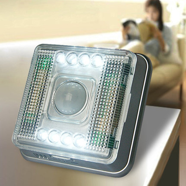 8LED square infrared body sensor LED energy-saving small night light wardrobe lamp automatic delay