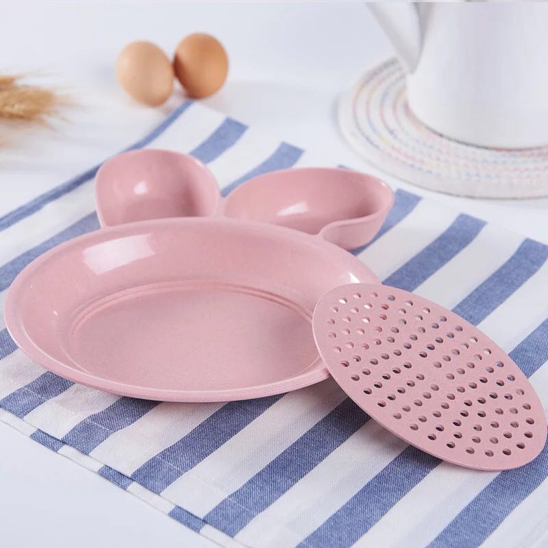 Yiwu Good Goods Cute Rabbit Dumpling Plate, household double-layer draining plate, dumpling plate, eating dumpling plate with vinegar dish Specification image
