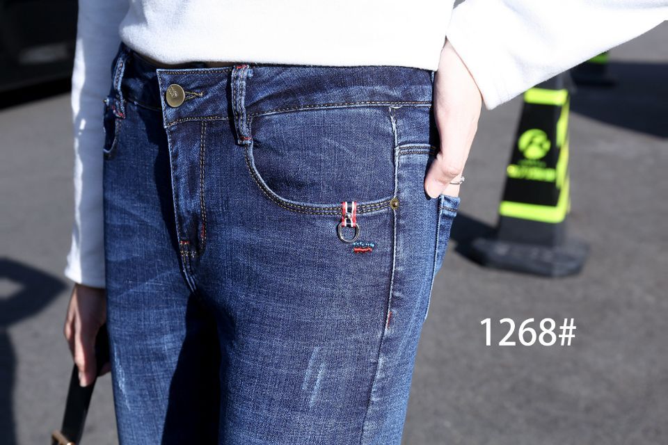 New spring style women's Korean-style slimming and fashionable skinny jeans, long pants, mid-waist cotton elastic women's jeans Specification image