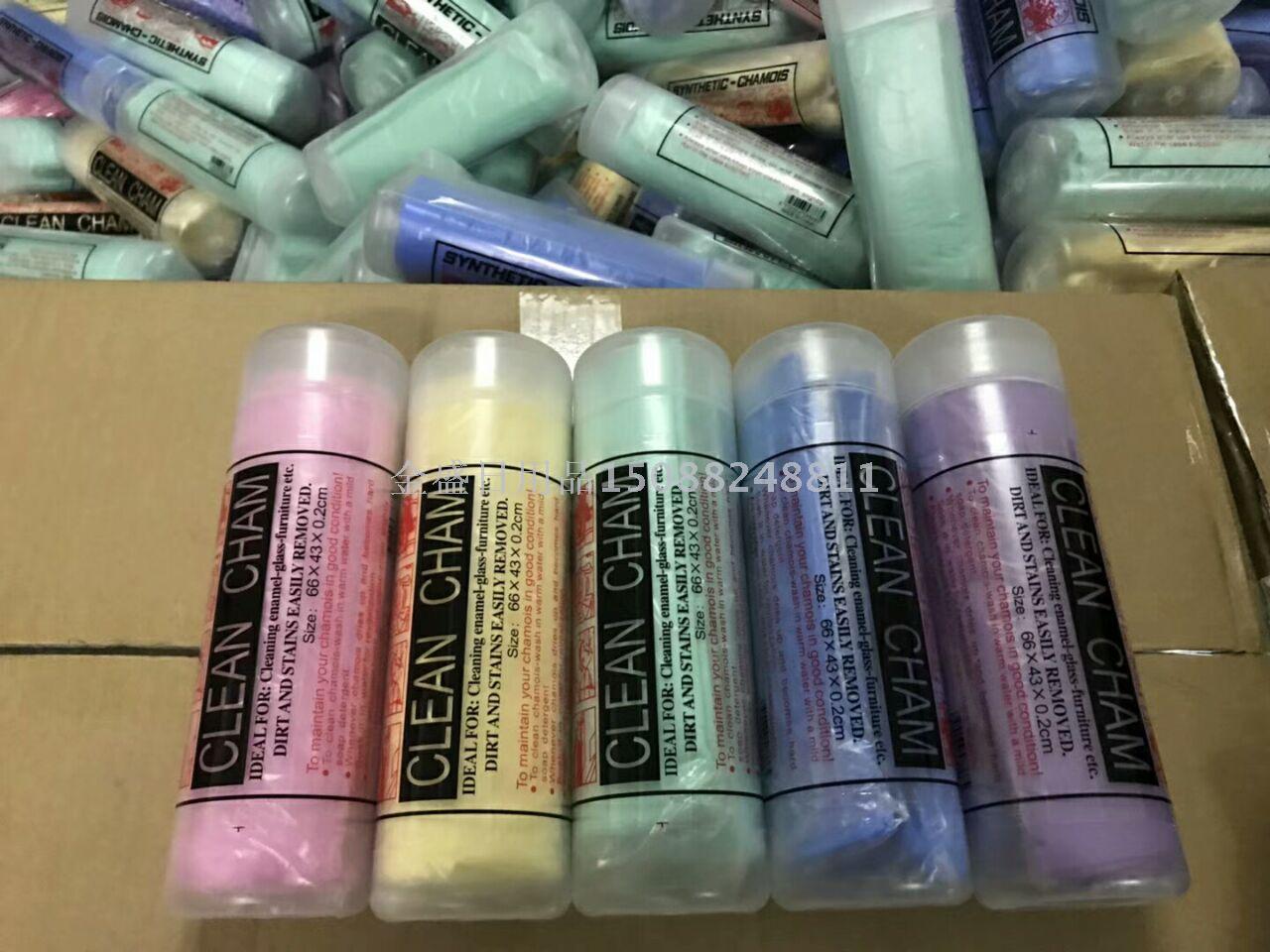 小号鹿皮巾干发毛巾桶装 合成鹿皮吸水擦洗车专用毛巾产品图