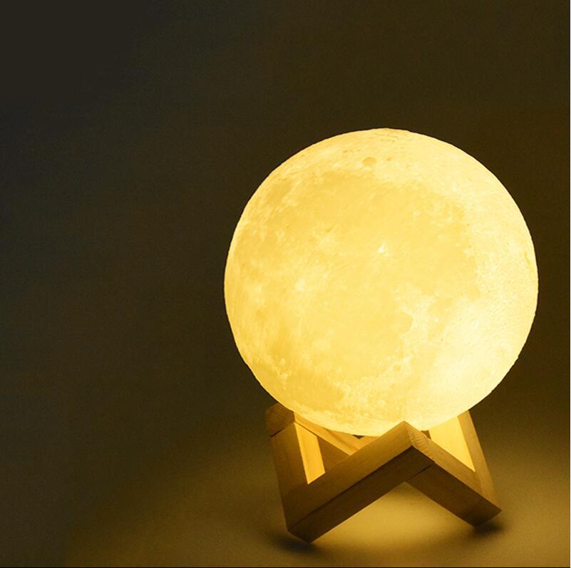 Dual-color 15cm patting gradient LED Night light 3D Moon light Moon model small night light