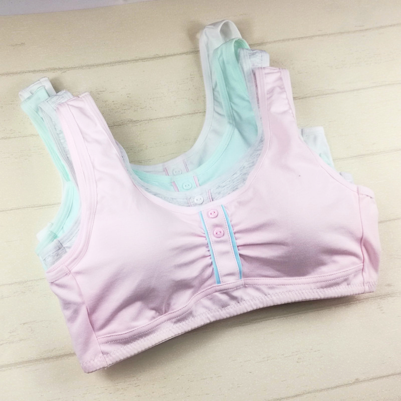 Solid color sponge chest pad lovely puberty girl bra good schoolgirl adolescent bra hood 65108