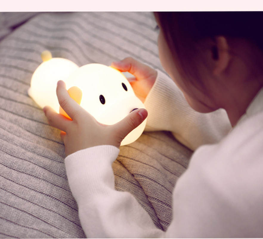 Creative dull dog party LED night light USB charging cartoon silicone pressure relief light
