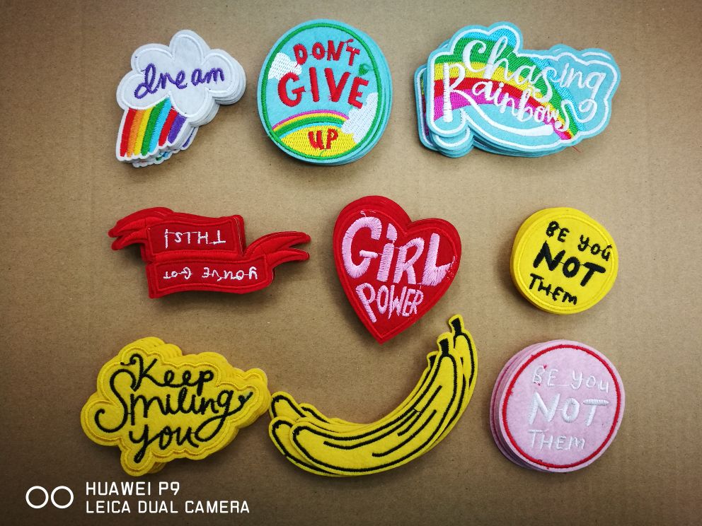 English letter fabric stickers, embroidery stickers, computer embroidery clothing accessories Application Scenario