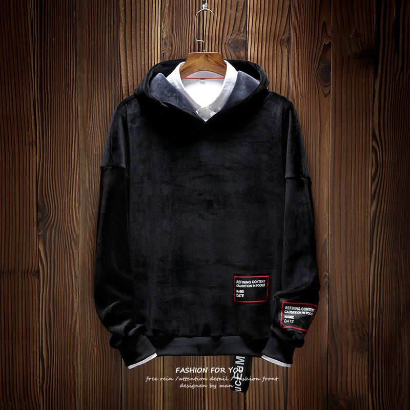The new fleece men's hoodie in Korean style is fashionable and trendy, comfortable and versatile for men