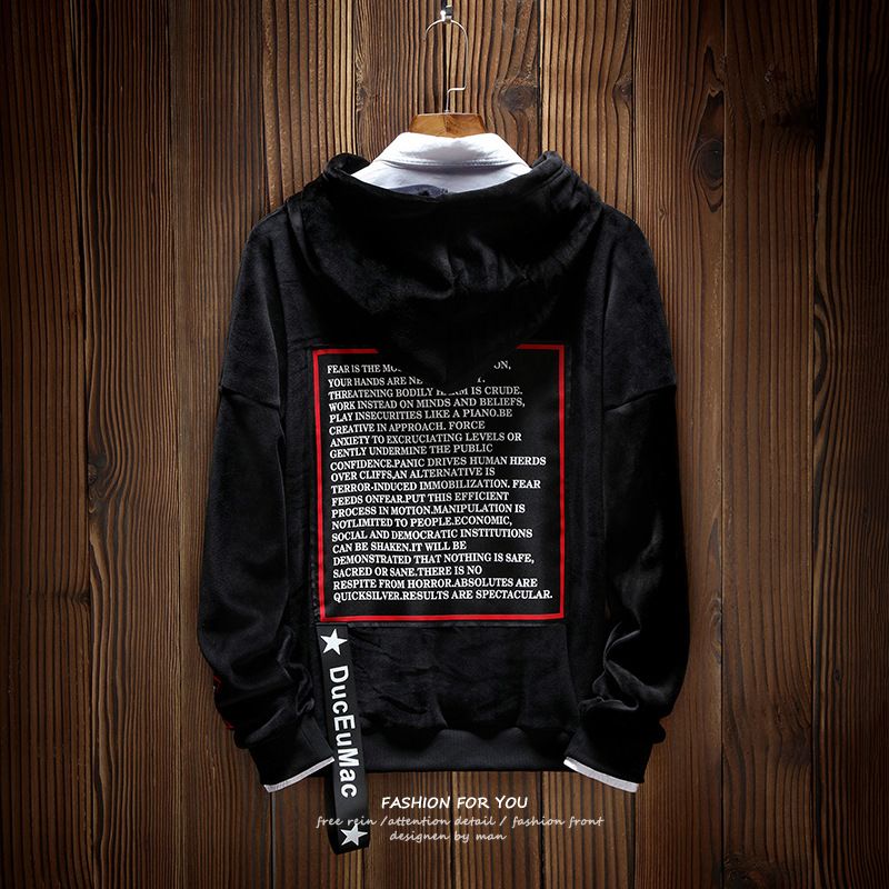 The new fleece men's hoodie in Korean style is fashionable and trendy, comfortable and versatile for men Specification image