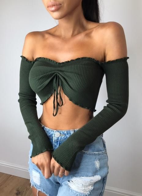 European and American one-shoulder sexy long-sleeved top T-shirt base layer for women details Picture