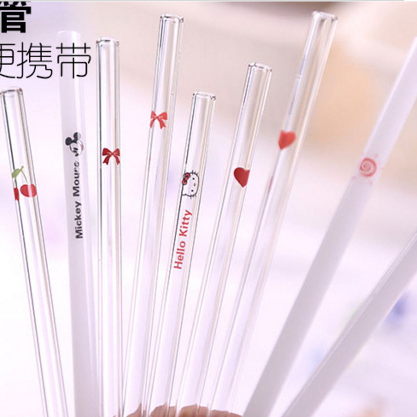 环保耐热玻璃吸管玻璃烤花果汁牛奶饮料kt玻璃吸管