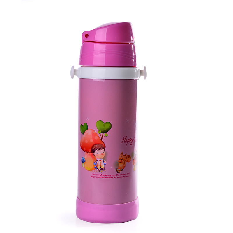 Children's Insulated Water Cup Stainless Steel 500Ml Cartoon Straw Bottle details Picture