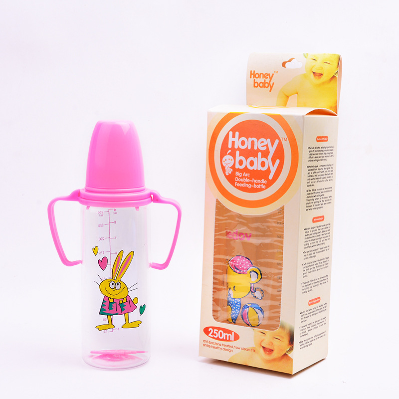 Factory Direct Sales Standard Mouth 250Ml Three-Color Pc Baby Bottle Baby Bottle With Handle Wholesale Specification drawing