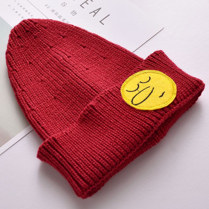 Autumn winter new style hat lovely long nose smiling face embroidery label children wool wool hat baby cover head hat wool hat