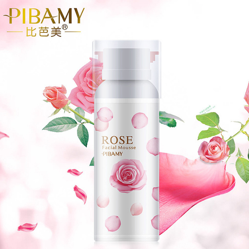 Biba 3D Rose Cleansing foam mousse pore control Oil makeup remover Amino acid bubble cleansing milk wholesale