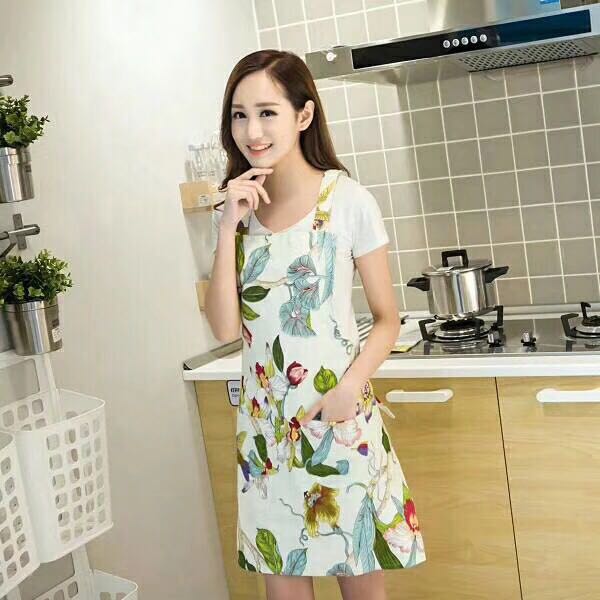 Pure cotton printed apron with four patterns details Picture