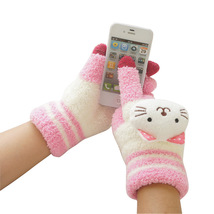 新款触屏手套 电容触屏手套 卡通兔子熊猫针织手套 touch手套批发