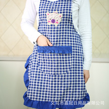 韩版新款家务清洁小猪格子围裙现代简约家具工作服厂家批发