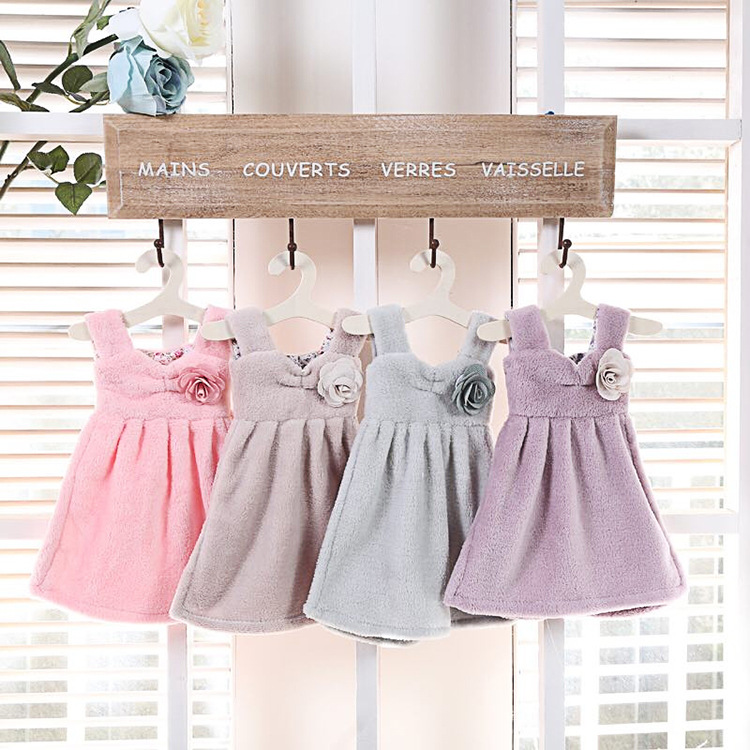 2018 lovely slip dress hand towel hanging coral velvet hanging hand towel cleaning absorbent factory direct sales