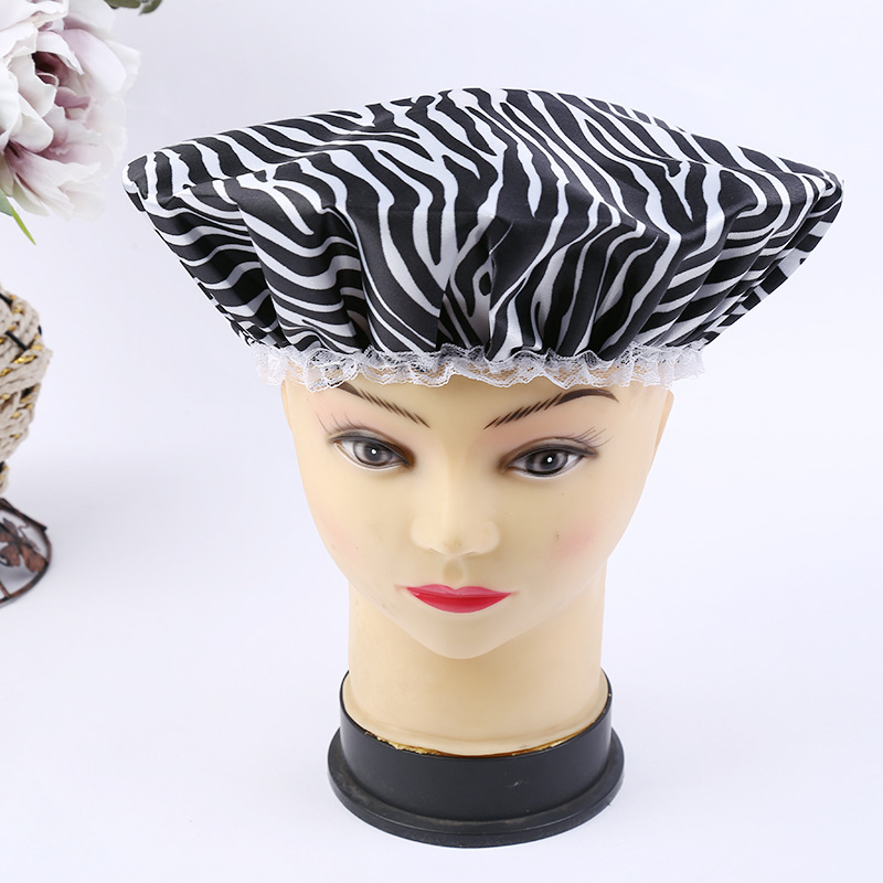 Spot wholesale waterproof printed shower cap with lace adult shower cap instant shower cap disposable toiletries