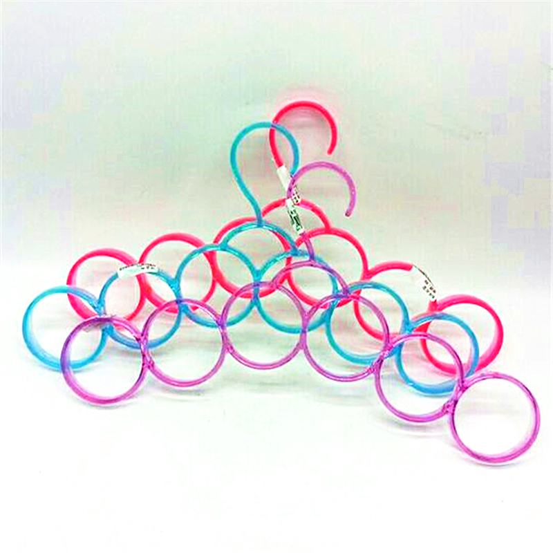 Creative colorful transparent multi-functional herringbone silk towel drying hanger six ring scarf rack scarf tie hanger