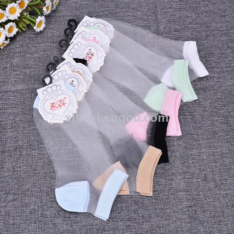 夏季时尚水晶棉袜子女士低帮透明丝全棉女船袜夏季时尚水晶棉袜子女士低帮透明丝全棉女船袜产品图