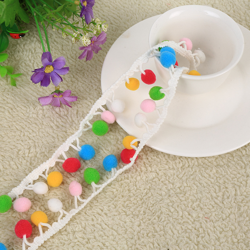 Multi-Color High Elastic Polyester Handmade Lace Hairball Accessories Shoes And Hats Accessories Clothing Decoration Hairball Lace Wholesale Specification drawing