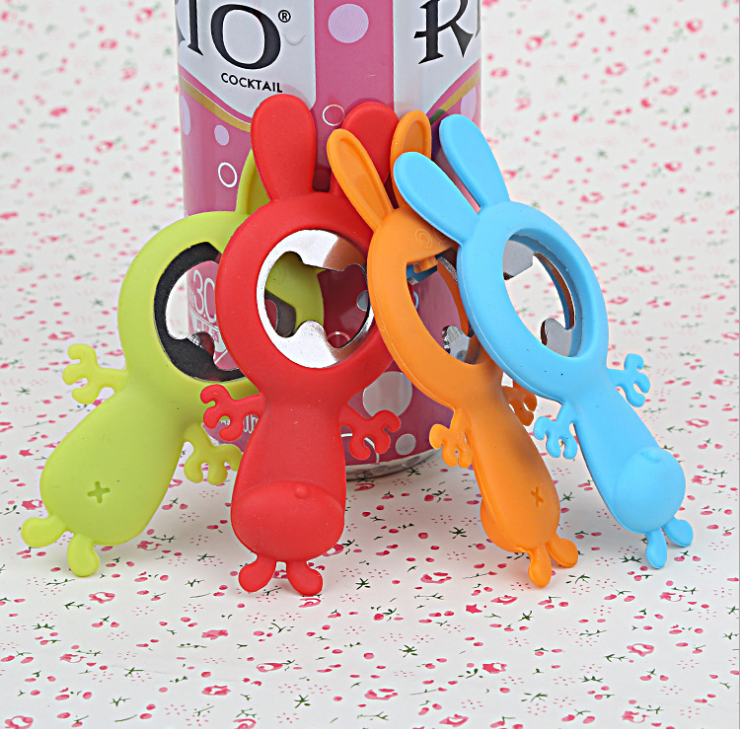 多功能食品级硅胶卡通图案不锈钢开瓶器开罐器新款啤酒开瓶启动器