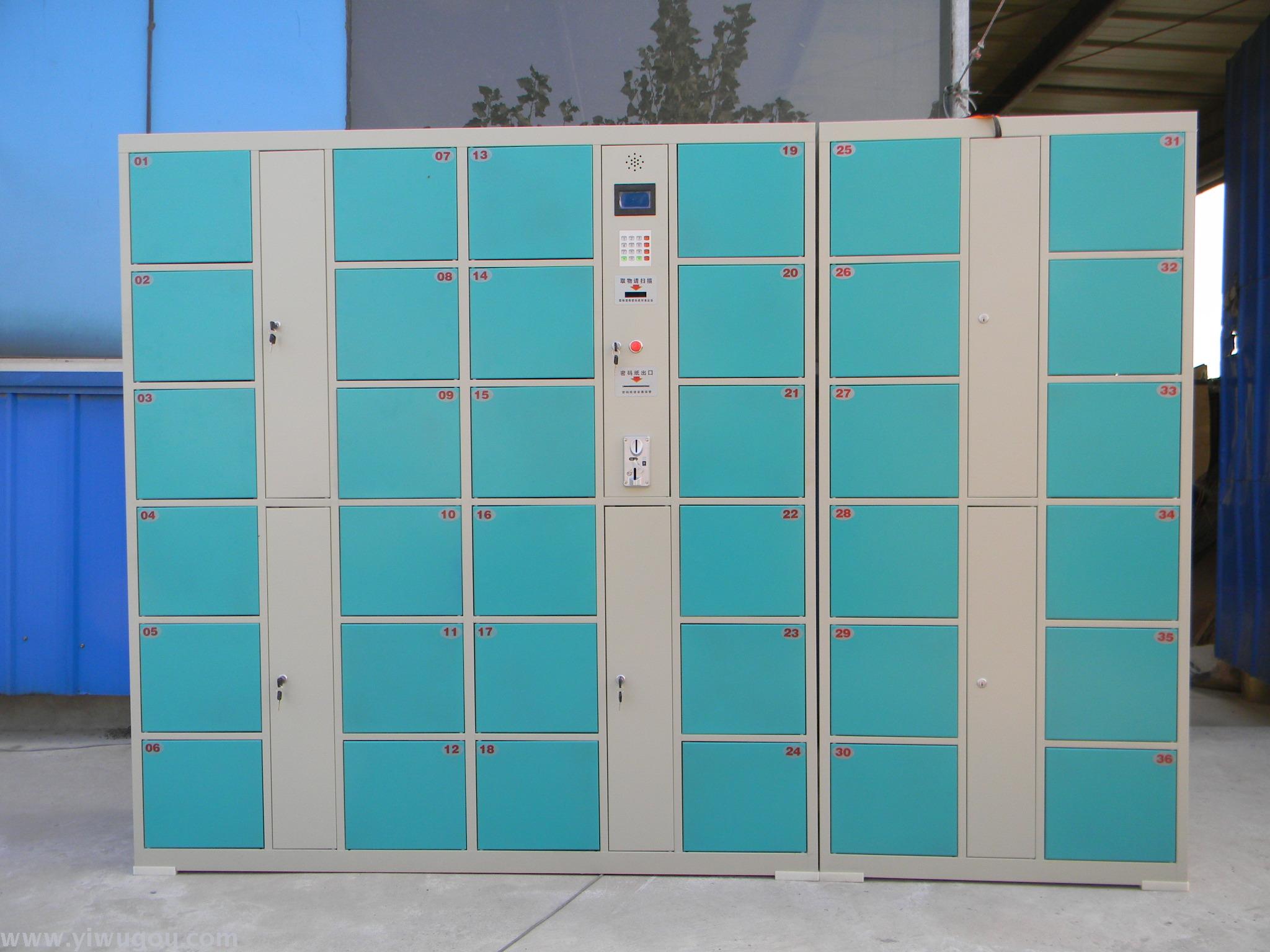 Supermarket lockers, supermarket parcel lockers, electronic parcel lockers, fingerprint model, 36 doors, blue