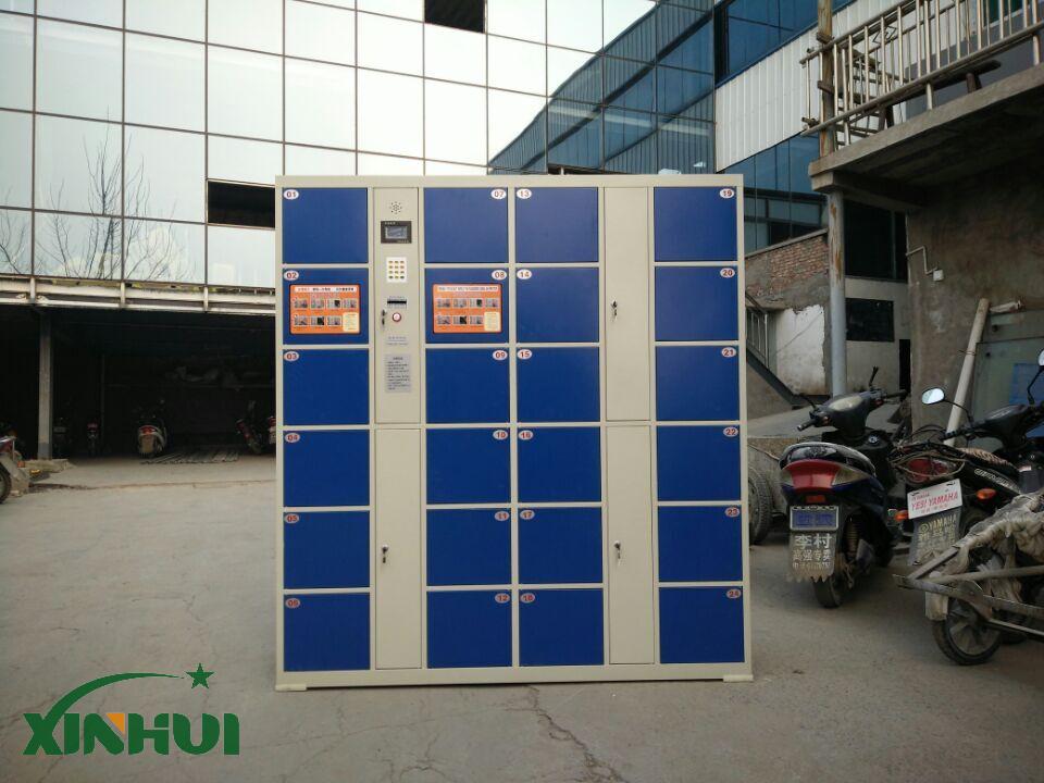 Supermarket lockers, supermarket parcel lockers, electronic parcel lockers, fingerprint model, 36 doors, blue details Picture
