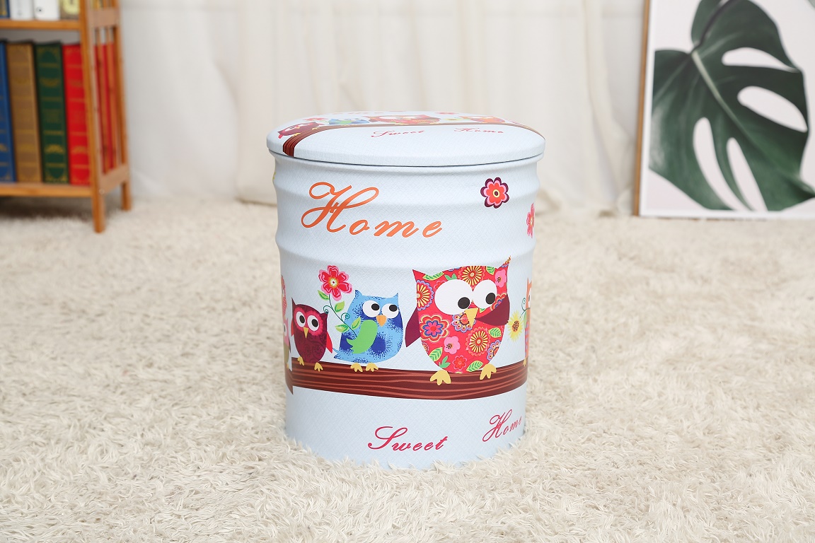 畅豪 铁桶猫头鹰收纳桶装饰收藏美化一体凳欧式收纳凳时尚收纳箱细节图