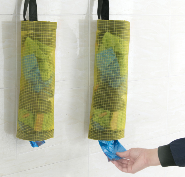 Transparent grid hanging garbage bags, storage bags, kitchen eco-friendly plastic bags, shopping bags, storage and extraction bags