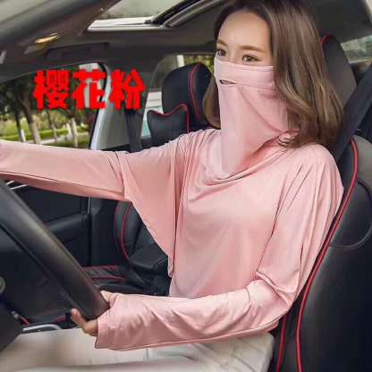 防紫外线户外开车旅游长袖抗UV面纱款薄宽松防晒衣