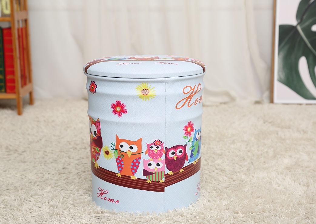 畅豪 铁桶猫头鹰收纳桶装饰收藏美化一体凳欧式收纳凳时尚收纳箱