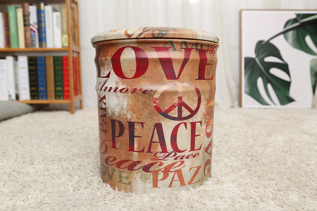 畅豪收纳凳欧式收纳铁塔收纳桶英文家居餐厅客厅多功能铁桶凳产品图