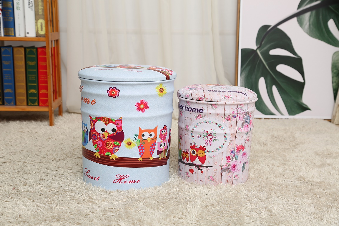 畅豪 铁桶猫头鹰收纳桶装饰收藏美化一体凳欧式收纳凳时尚收纳箱产品图