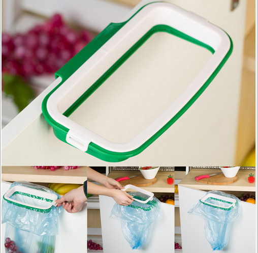 Upgraded wall-mounted kitchen door-back cabinet garbage bag stand with anti-drop buckle garbage bag storage rack
