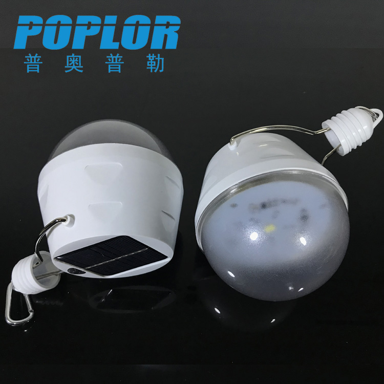 LED太阳能智能应急灯 1W停电应急灯泡户外野营地摊光控灯