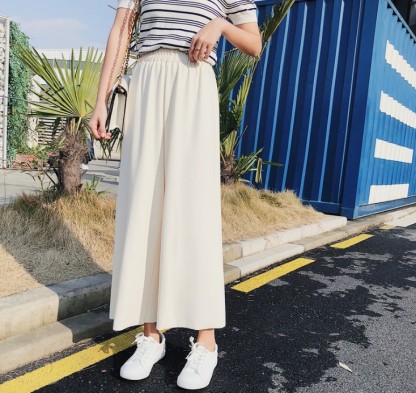 Knitted wide-leg pants for female students, Korean style loose Harajuku bf high-waisted straight-leg casual pants Application Scenario