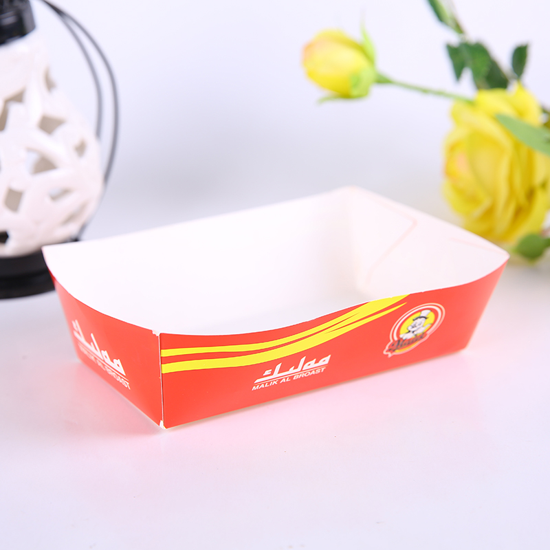 烘焙食品包装纸盒 鸡块一次性打包盒白卡折叠小船盒可定制logo产品图
