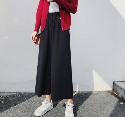 Knitted wide-leg pants for female students, Korean style loose Harajuku bf high-waisted straight-leg casual pants Specification image