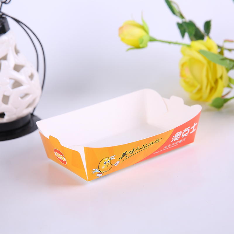烘焙食品包装纸盒 鸡块一次性打包盒白卡折叠小船盒可定制logo细节图