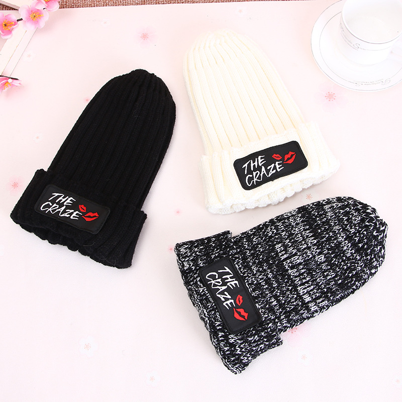 Wholesale of 2016 winter Korean version new woven label trendy men's and women's pullover pointed hats and warm woolen hats details Picture